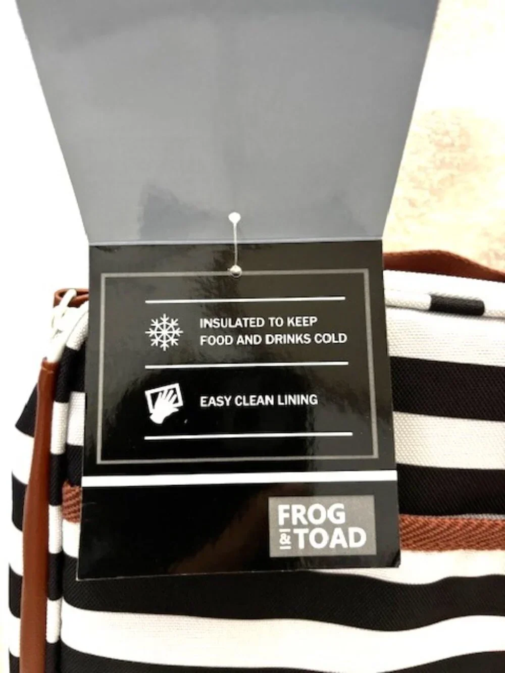 Frog & Toad by Fit & Fresh insulated black and white striped lunch bag NWT